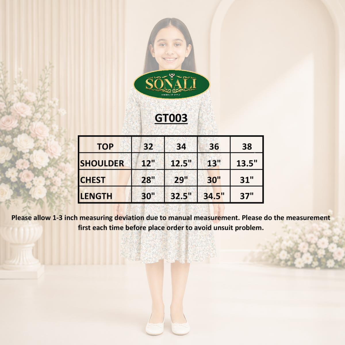 Girls Floral Midi Dress – GT003