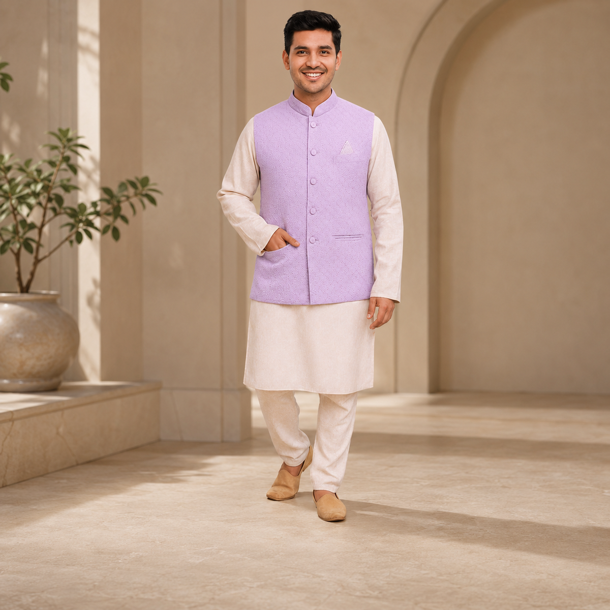 Lavender Men’s Waistcoat Set – DMJ1311