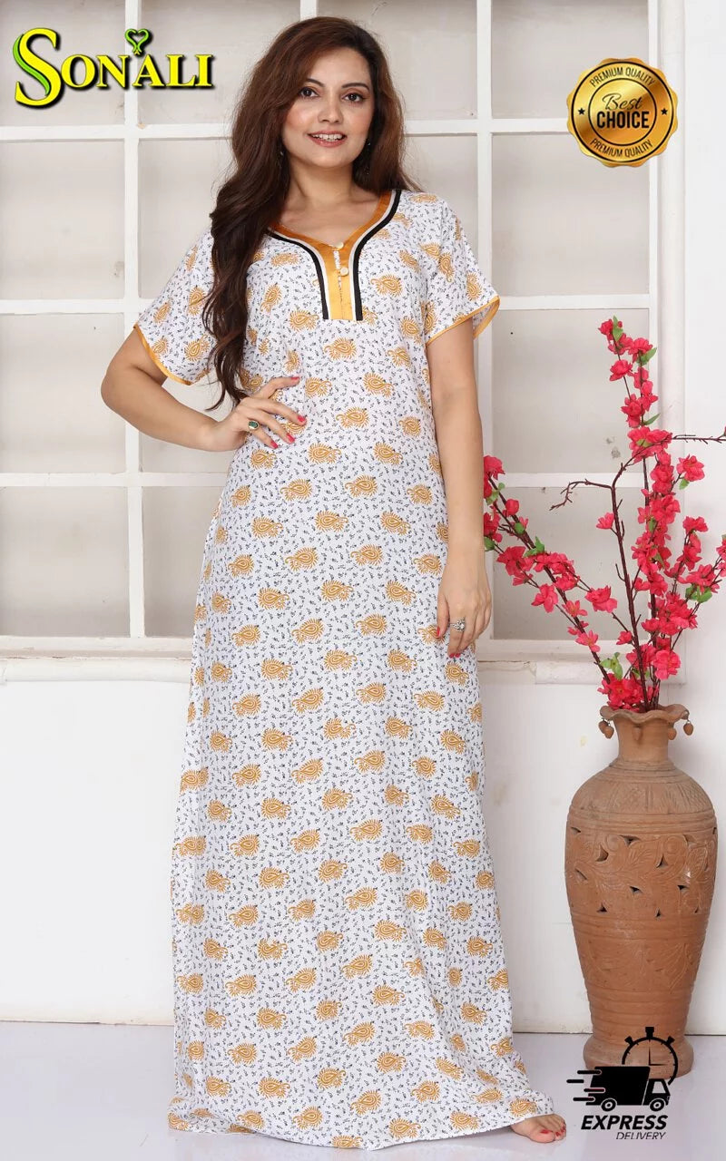 Sonali Premier Quality Women's Housecoat Comfy Cotton With Pocket / Night wear | (Style & Color Refer Images)