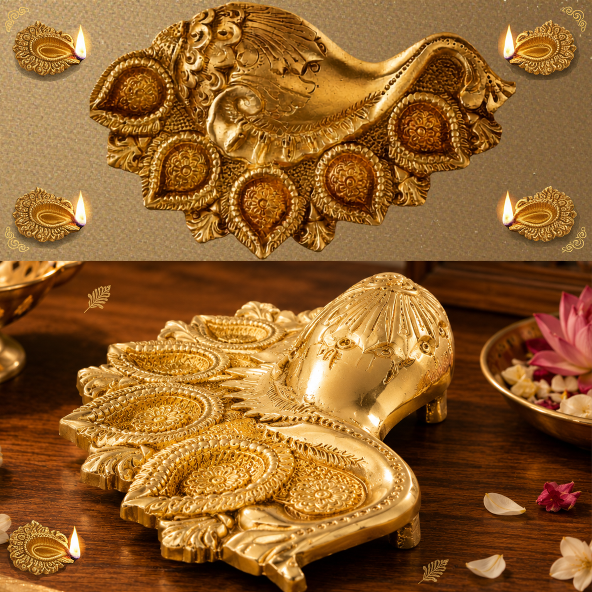ELEGANT GOLD DIYA DECOR SETUP - BB071