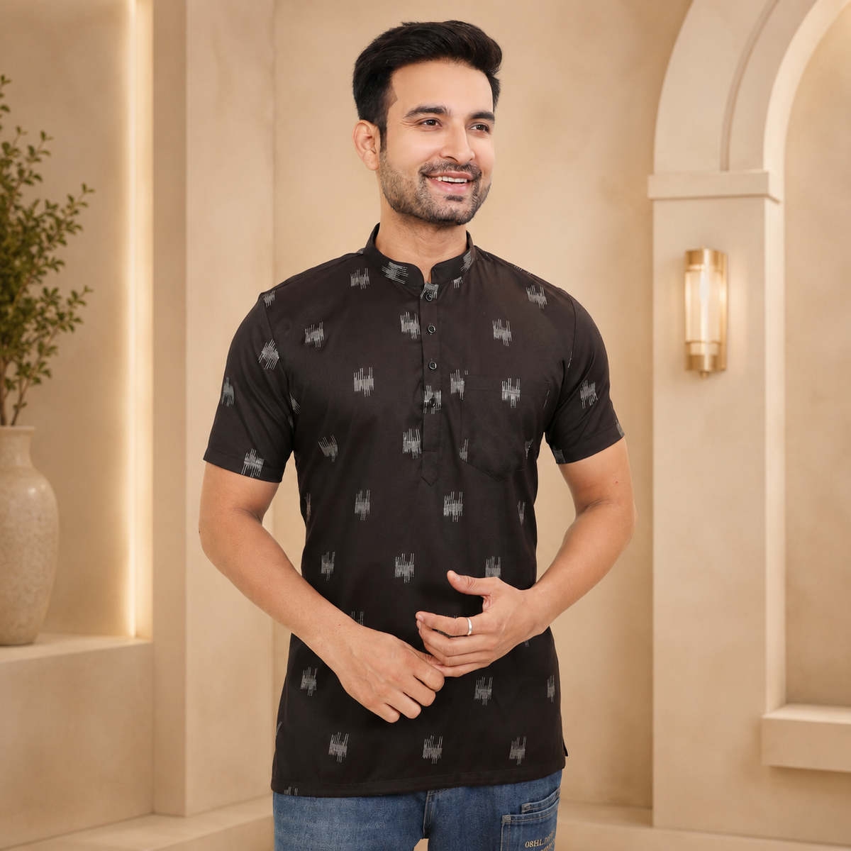 Men’s Printed Short Kurta – MJ01