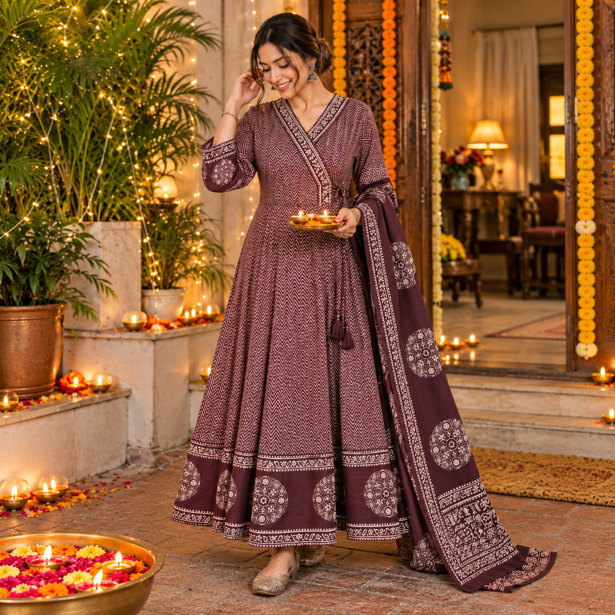 Women's Elegant Printed Anarkali Suit with Dupatta – LSK169