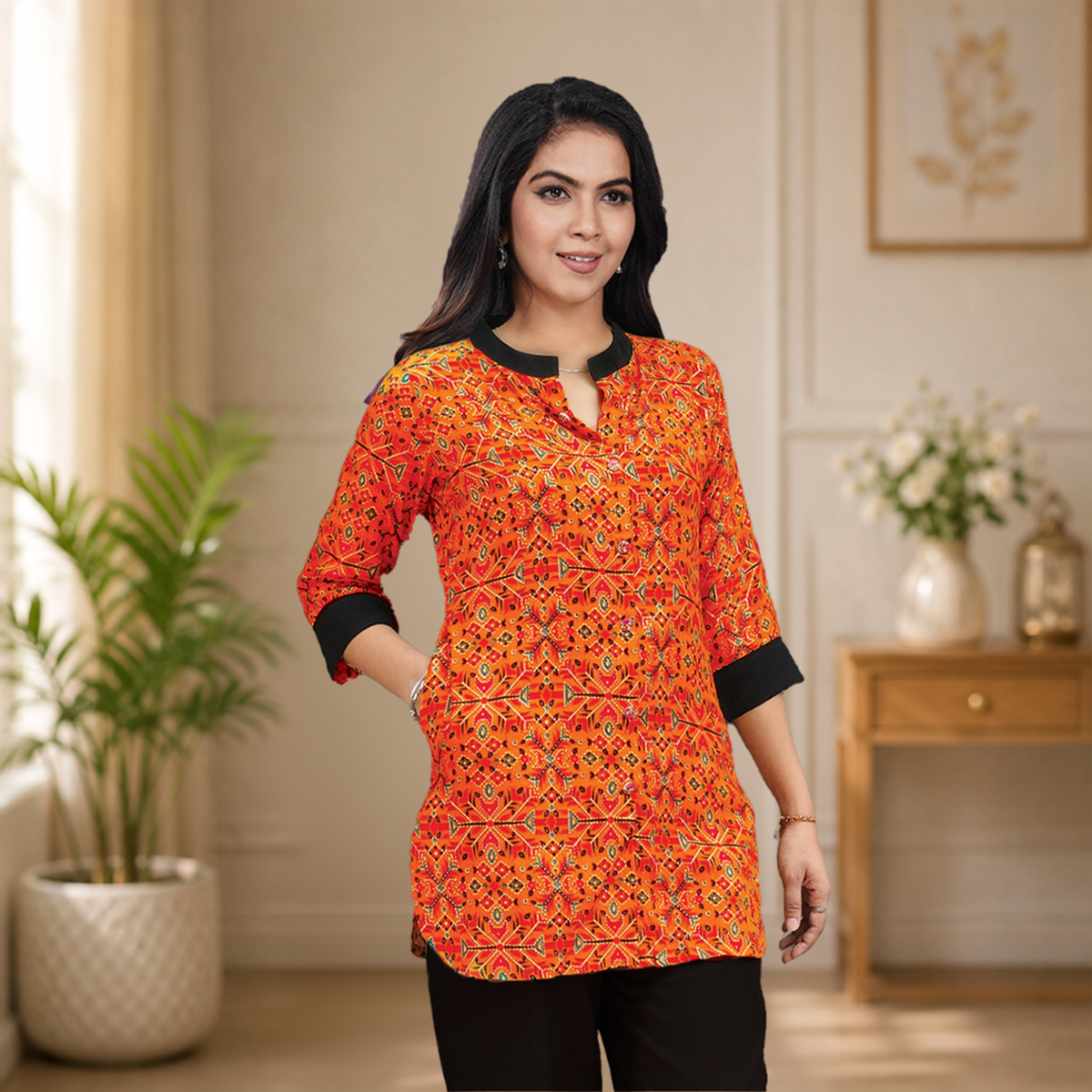 Kurti Jippa Lady's Top - Printed Rayon (Q1401A)
