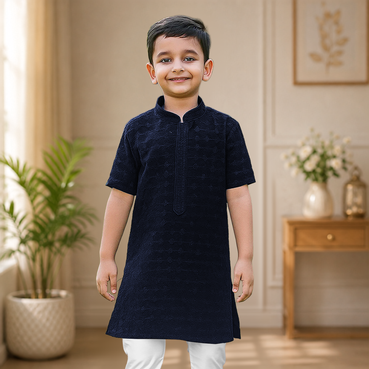 Sonali's Premier Quality Father & Son Collections Men's & Boy's Top with Sequins Embroidery - Q1975
