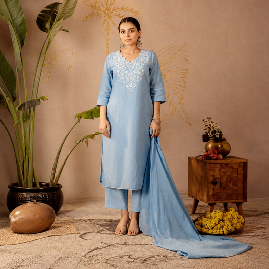 Sky Blue Embroidered Salwar Kameez/Punjabi Suit – LSK189 Blue