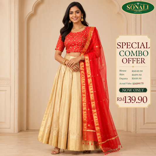 Blouse + Skirt + Dupatta Combo Set 4