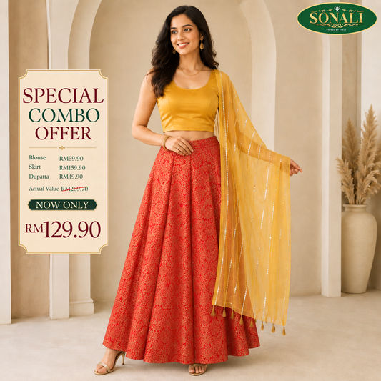 Blouse + Skirt + Dupatta Combo Set 6
