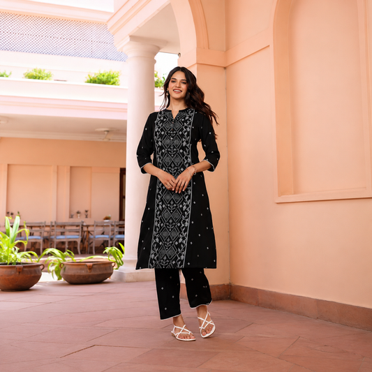Black Geometric Top & Pant – TP002