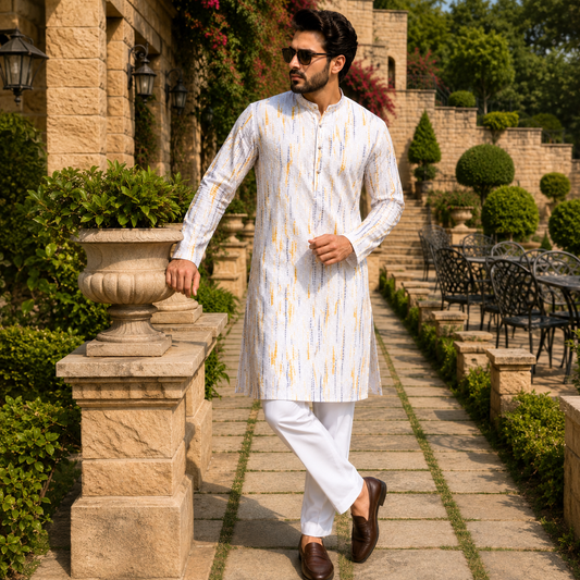 Modern Abstract Chikan Sequin Kurta Set – DMJ145