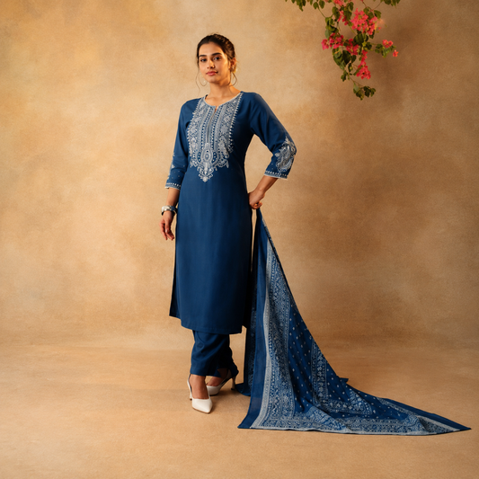 Blue Printed Cotton Salwar Kameez/Punjabi Suit – LSK149 Blue