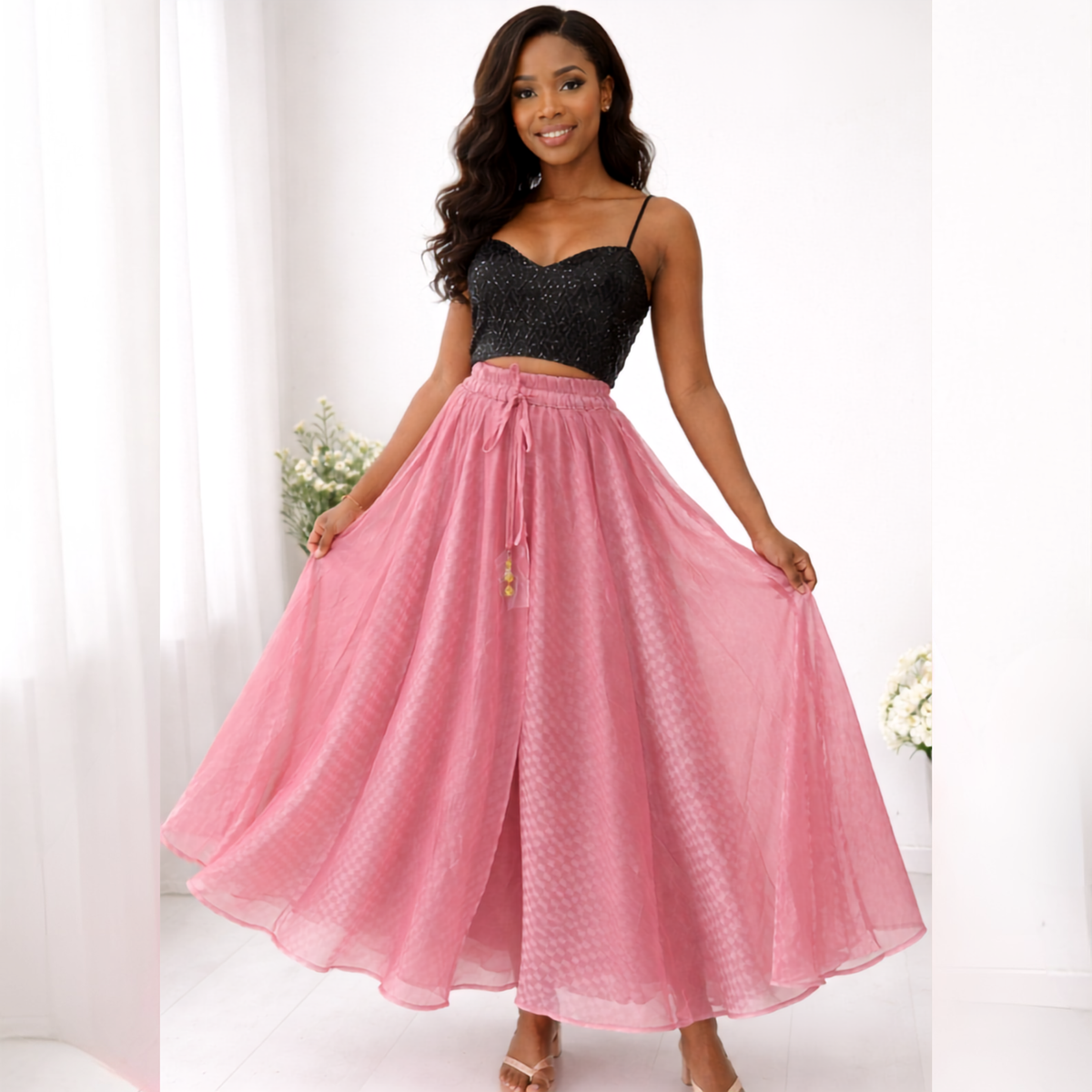 HIGH ELASTIC WAISTED LONG SKIRT - SKT007