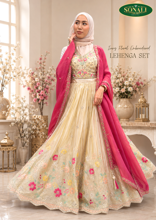 TSD035 Ivory Floral Lehenga Set