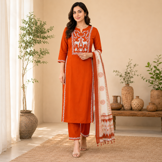 Elegant Black Ethnic Suit/Salwar Kameez/Punjabi Suit - LSK159 ORANGE