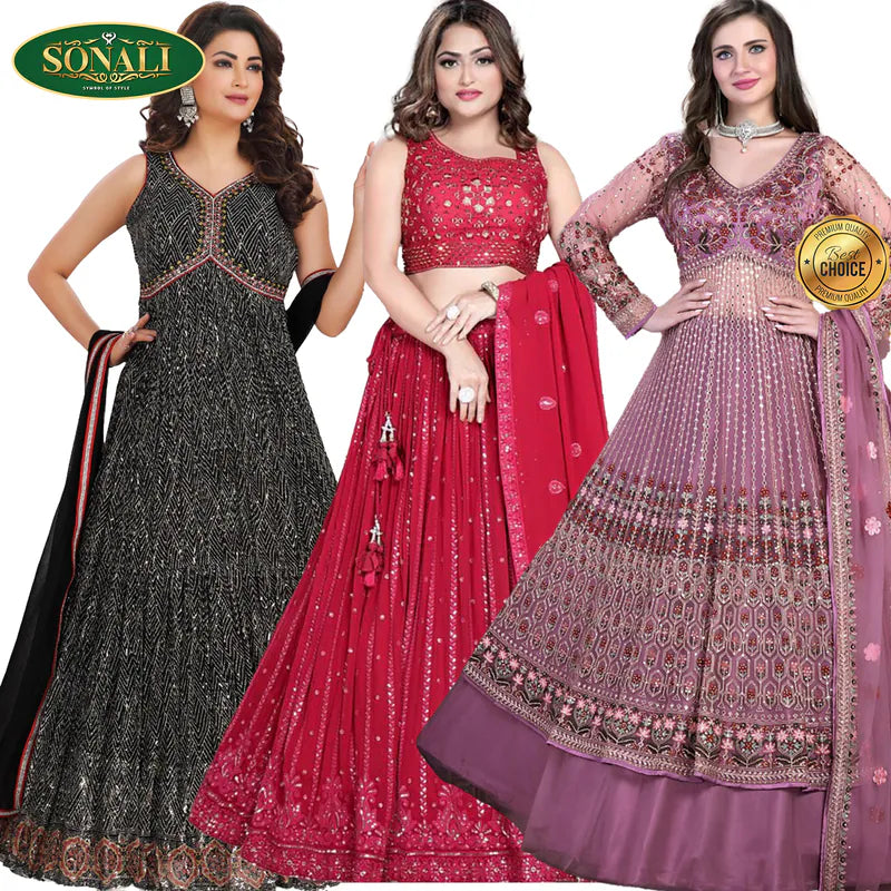 Sonali Premier Quality Women’s Wedding Dinner / High Quality Material (Color & Style Refer Images)