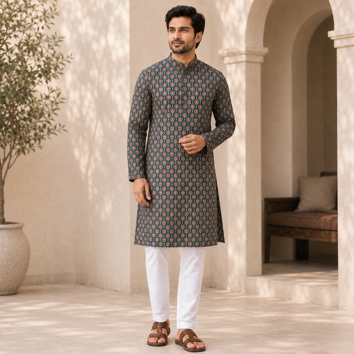 Black Printed Mal Cotton Kurta Set – DMJ135