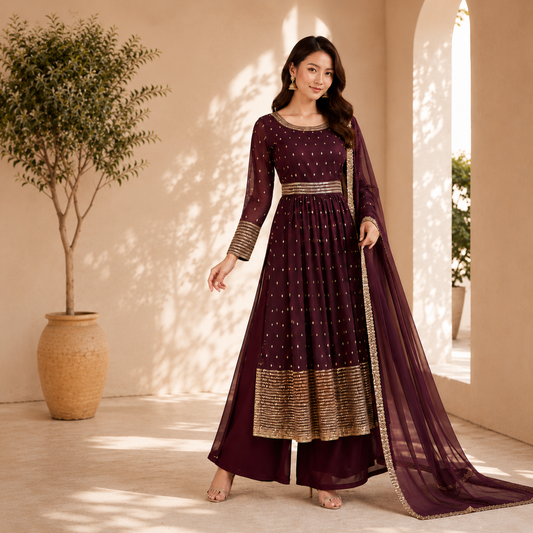 Luxe Side-Cut Flare Set – Wine | TRTBD01
