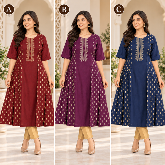 Elegant Embroidered A-Line Jippa Top – LJE137