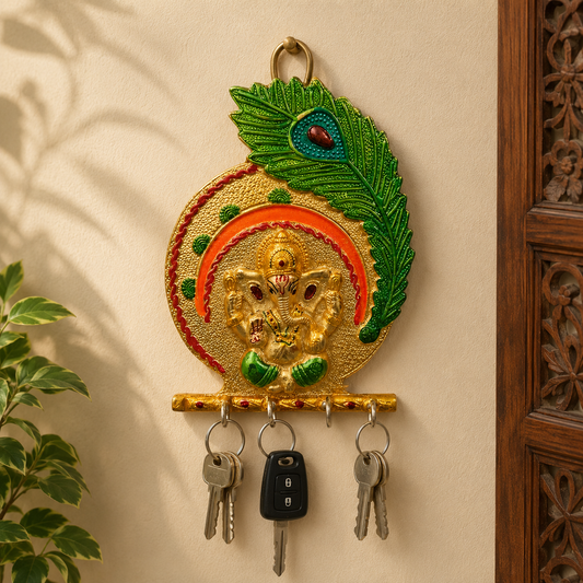 GANESHA KEY HOLDER WITH PEACOCK MOTIF - BB043