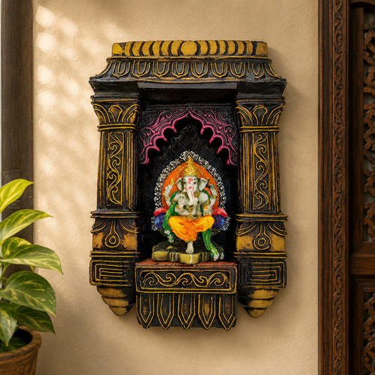 ORNATE GANESHA SHRINE WITH VIBRANT DECOR - BB052