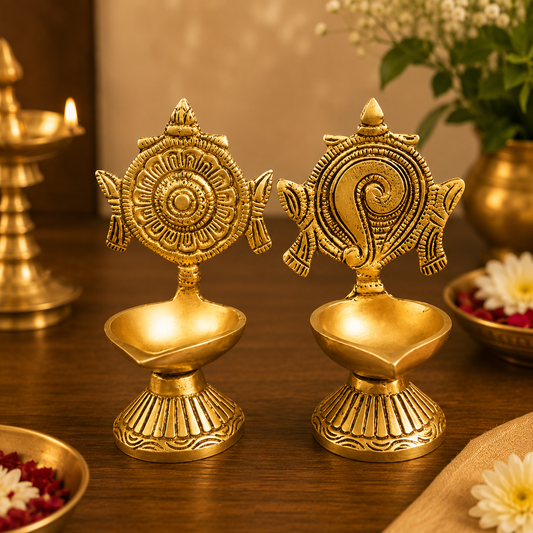 FESTIVE BRASS LAMPS WITH FLORAL ACCENTS - BB070