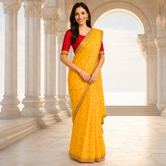Sunshine Yellow Pure Chiffon Saree – SAREE559