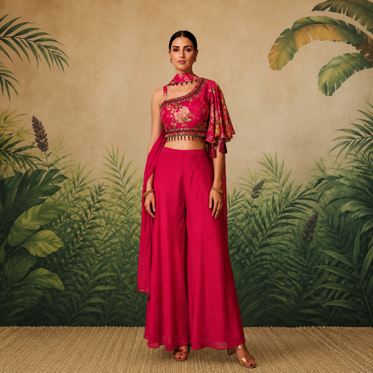 Fuchsia Floral Cape Set – LSK399
