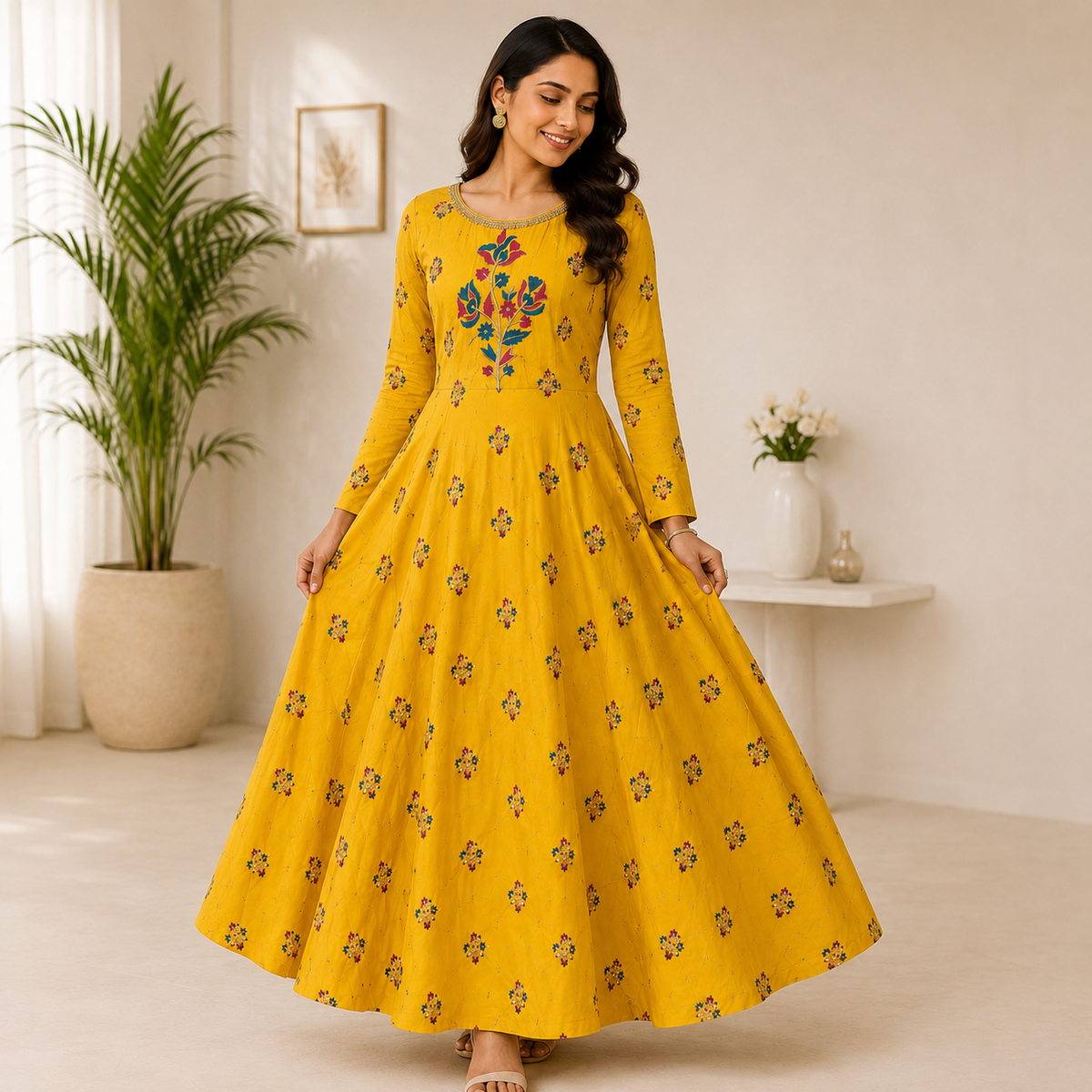 Sunshine Embroidered Flare Gown – LSK299