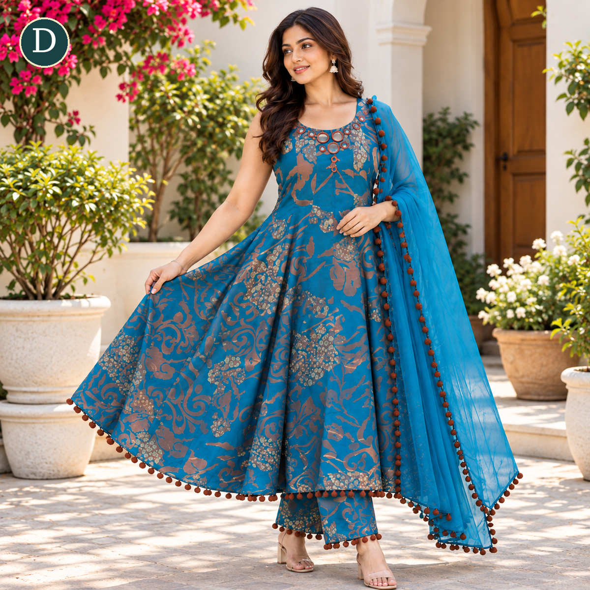 Women's Designer Bandhani Anarkali 3-Piece Suit Set with Dupatta – LSK239