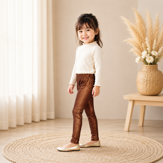 Kid's Plain Color Shimmer Legging - Q0356C
