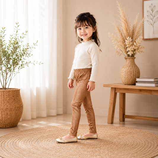 Kid's Plain Color Shimmer Legging - Q0467B