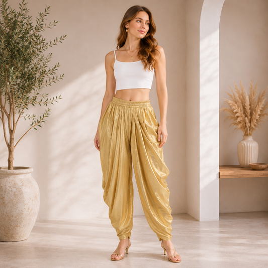 WOMEN'S GOLD SHIMMER DHOTI - Q1091