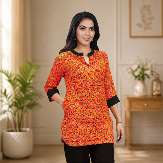 Kurti Jippa Lady's Top - Printed Rayon (Q1401A)