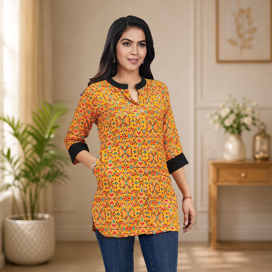 Kurti Jippa Lady's Top - Printed Rayon (Q1401B)