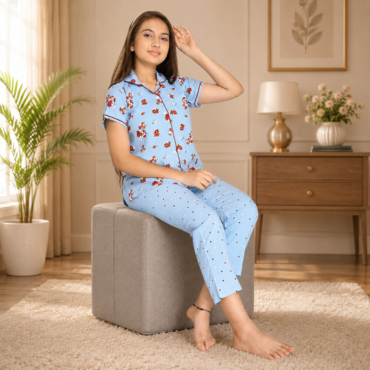 Kid's Nighty Sleep Wear Pyjamas Comfort Wear - Soft Cotton (Q1486)