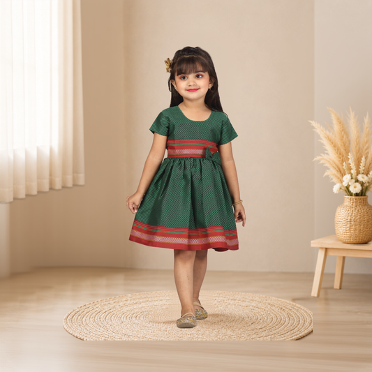 Sonali Kid's Top + Floral Skirt Set / Indian Traditional Pavadai Suit For Kids