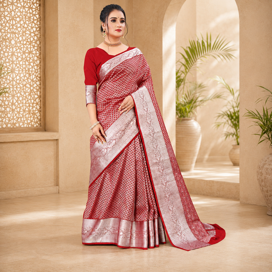 Regal Red Woven Saree– Q1751C