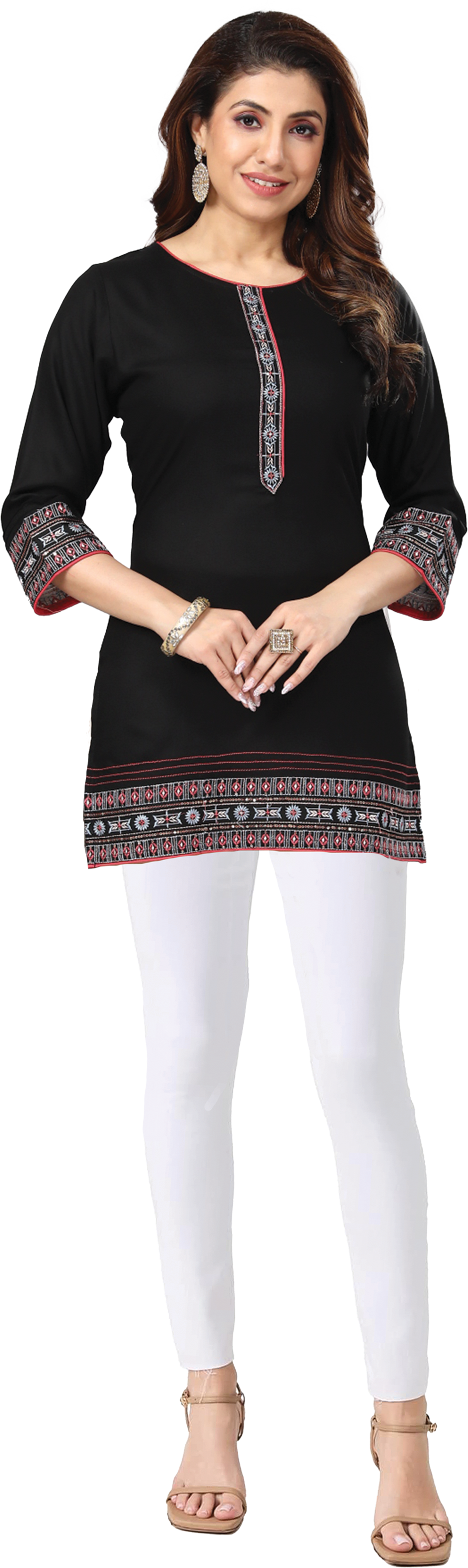 Sonali Premier Quality Women's Short Kurti Indian Tradition Women's Top - Q1896