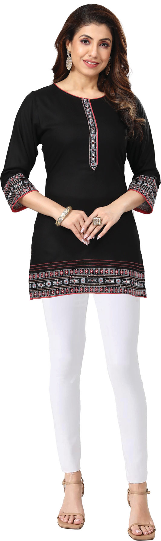 Sonali Premier Quality Women's Short Kurti Indian Tradition Women's Top - Q1896