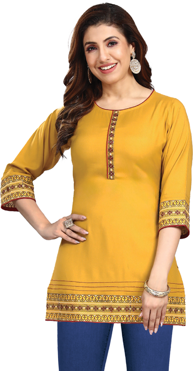 Sonali Premier Quality Women's Short Kurti Indian Tradition Women's Top - Q1896