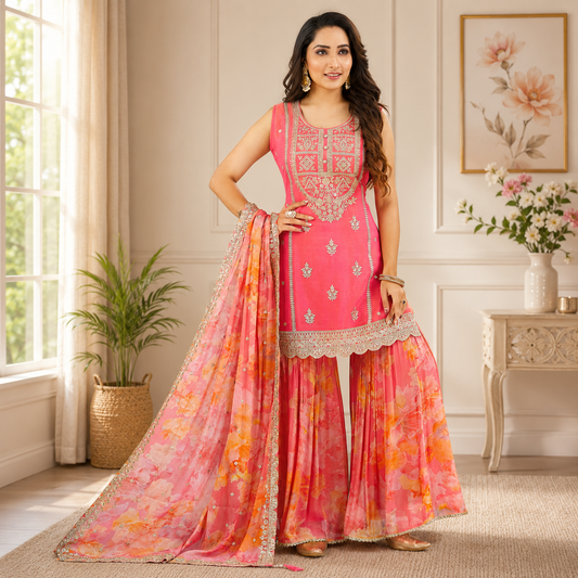 Sonali Super Premier Quality Women's Set / Embroidered Silk Suits (3 Pcs Suit) - Q1957