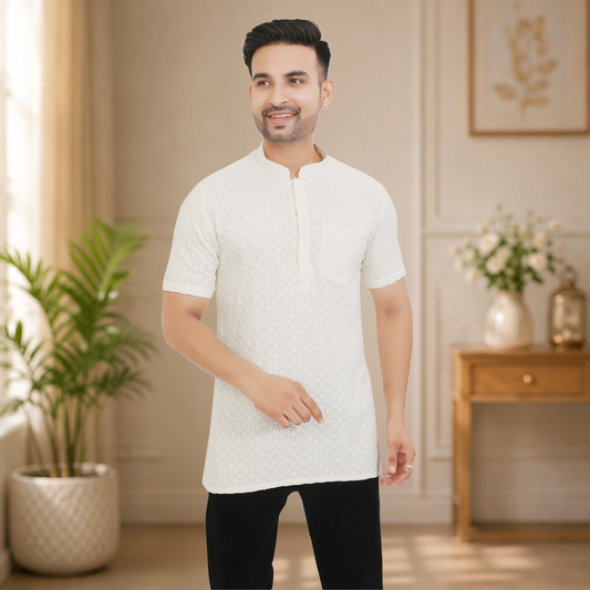 Sonali's Premier Quality Men's Top / kurta melayu / Traditional Men's Wear with Sequins Embroidery - Q1979