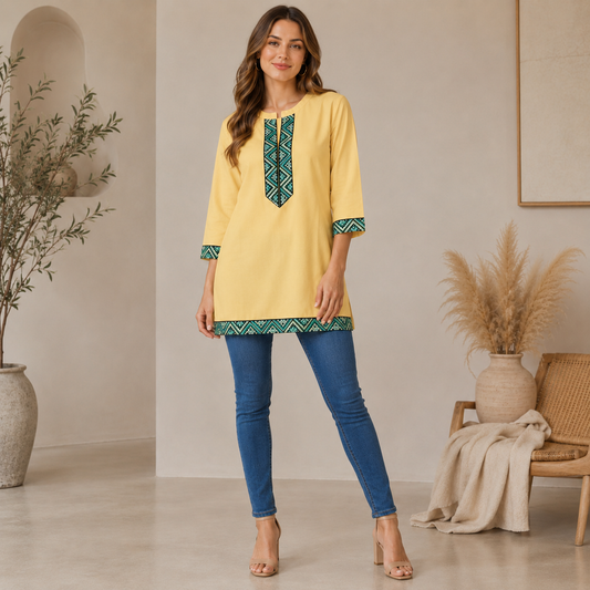 Ethnic Border Casual Tunic Top – Q1983A