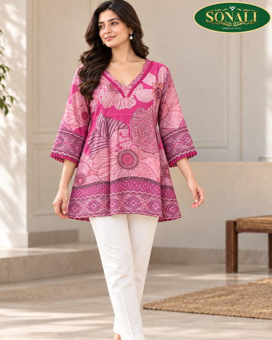 Pink Floral Printed Top – LJE135